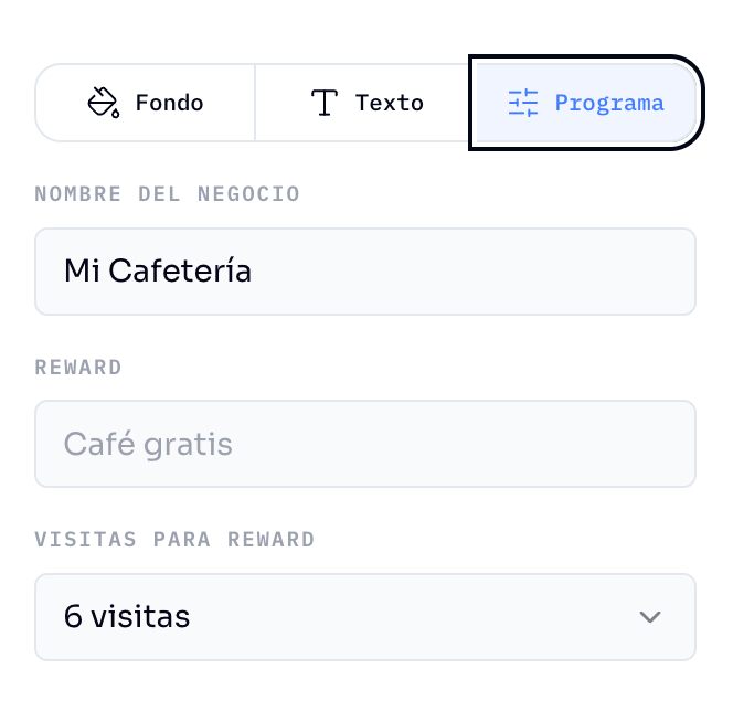 Configuración rápida del programa